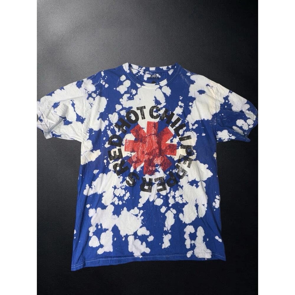 Red Hot Chili Peppers T Shirt Blue Tie Dye Logo Graphic Mens Small Band Tee